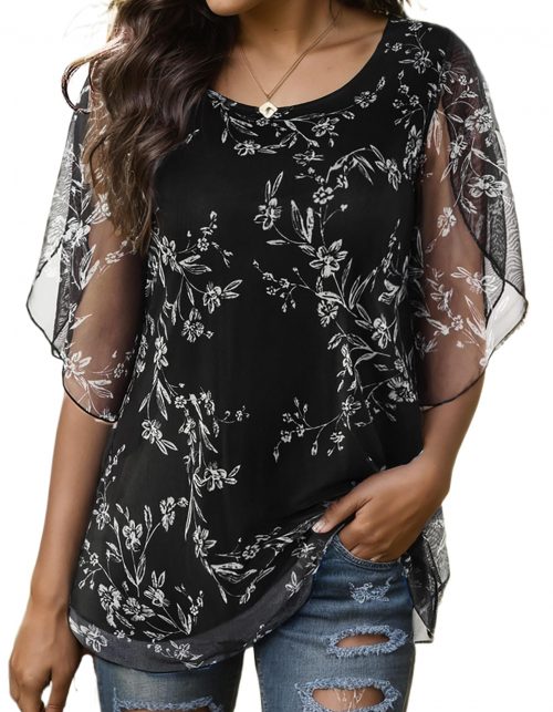 Oyamiki Airy Layers Chiffon Blouse