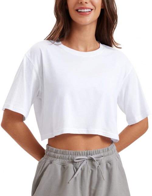 CRZ YOGA Pima Cotton Short Sleeve Crop Top