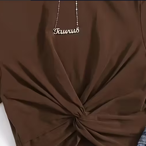 Twist & Ease Brown Casual Tee