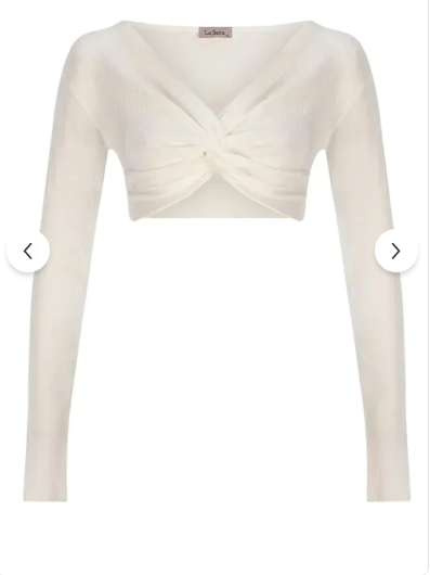 La Sarta Mykonos Gathered V-Neck Crop Top